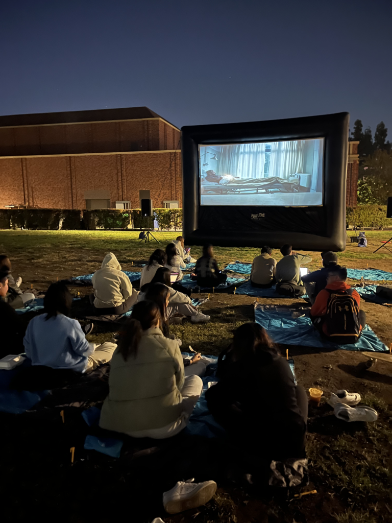 Movie night organized by the International Student Assembly (ISA) on the USC Village Great Lawn, November 17, 2022.