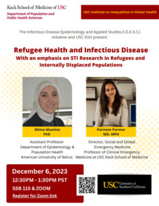 [EVENT] Refugee Health and Infectious Disease - December 6