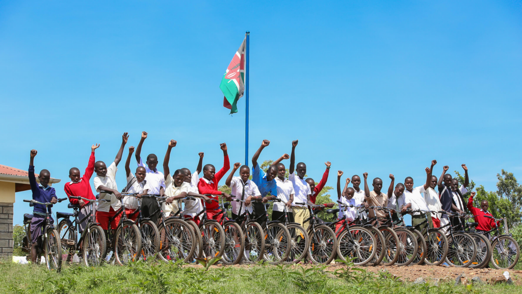 Students in Kisumu, Kenya show off their bikes donated by the One Bicycle Foundation in 2019. (Photo/Lameck Ododo)