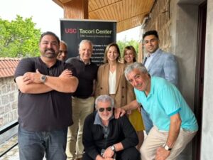 Viterbi's leadership visits the Tacori Center, which Karapetian describes as the USC Dornsife Institute for Armenian Studies’ “academic hub” for “research, collaboration and creation.”