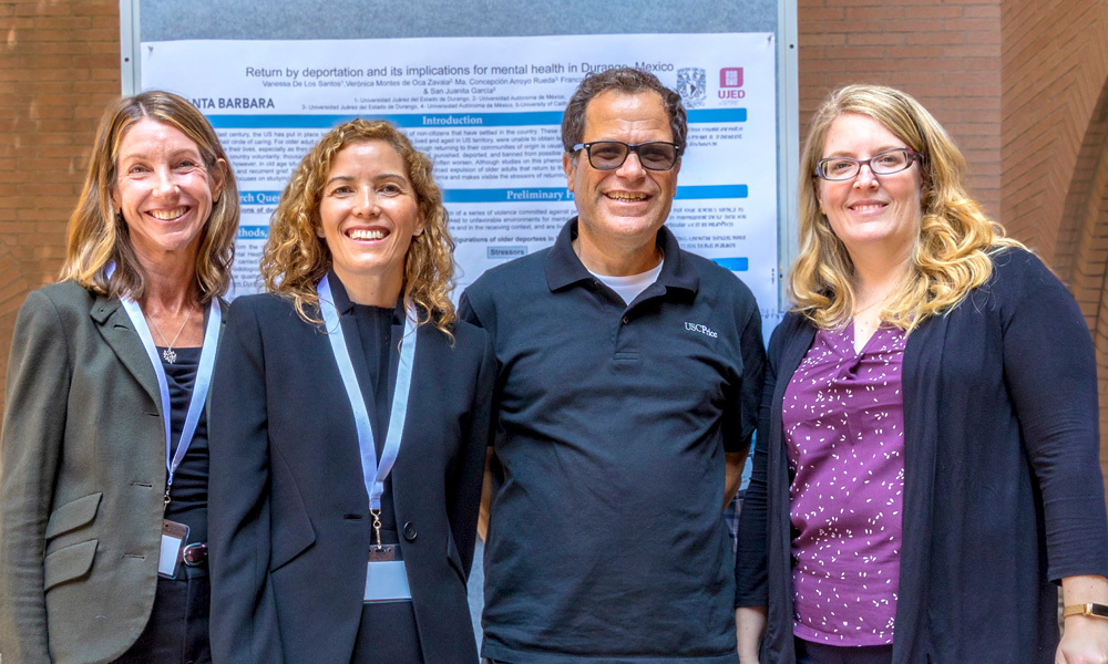 From left, USC Price School Professor Julie M. Zissimopoulos, Aguila, USC Price School Dean Dana Goldman, and USC Leonard Davis Associate Professor Jennifer Ailshire. (Photo: Deirdre Flanagan)