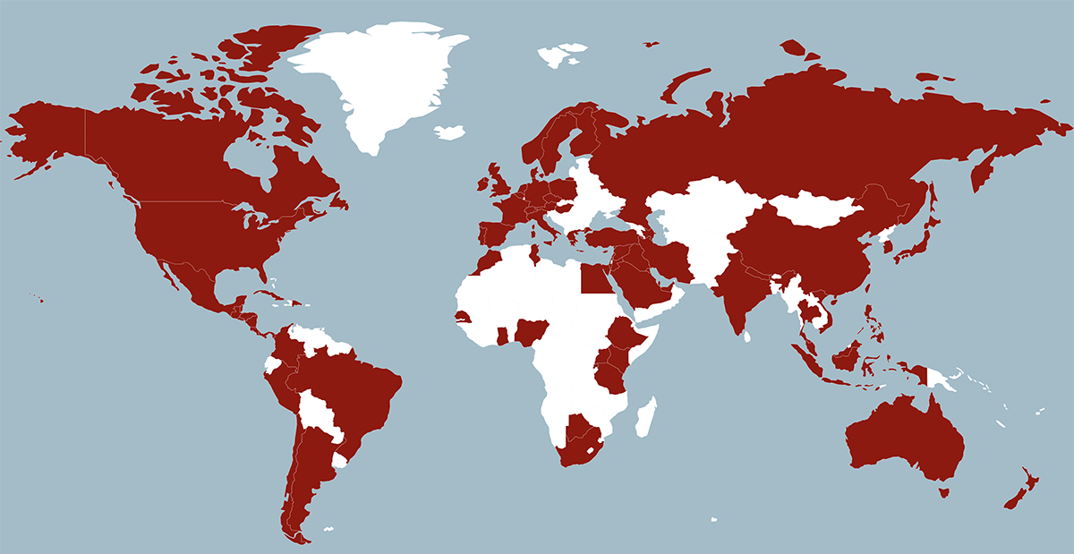 Globe map for USC Global Database showing international and educational opportunities