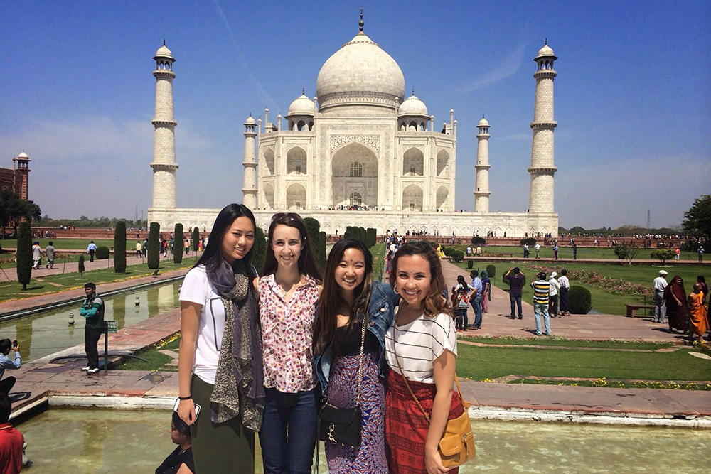 Collaborative partners from USC Viterbi School of Engineering visiting the Taj Mahal in India, symbolizing international educational ties.